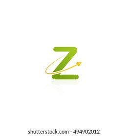 Letter Z logo with swoosh and rocket