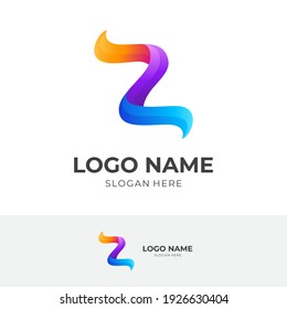 plantilla de logotipo de letra Z con estilo 3d colorido