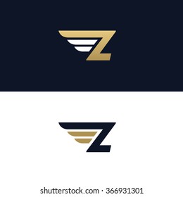 Letter Z logo template. Wings design element vector illustration. Corporate branding identity