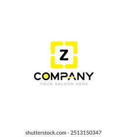 Carta Z Logo Vetor Design Ilustração com o nome da empresa e seu texto aqui Logo Template em fundo branco.