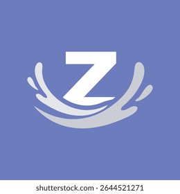 Letter Z logo with water splash simple design template, for your company
