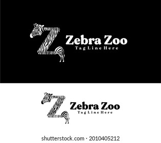 Letter Z Logo With Zebra Head And Tail