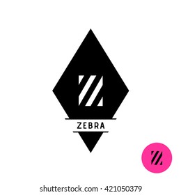 Letter Z logo. Zebra stripes fashion style symbol.