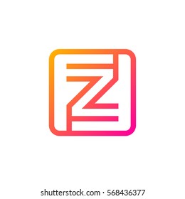 Letter Z logo,Rounded rectangle shape symbol,Digital,Technology,Media,Pink and Yellow color