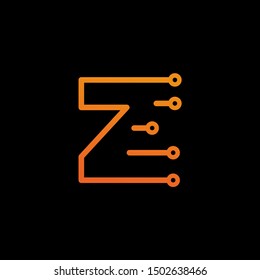 Letter Z logotype monoline Technology, digital, electronics, chip, connection concept. Modern Logo Technology for Business. Logotypes of Digital combining with circuit . - vector