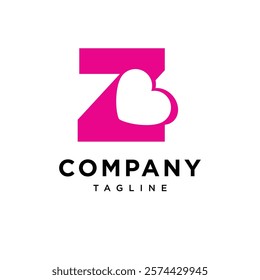 Letter Z Love Valentine Logo Icon Vector