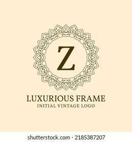 letter Z luxurious frame initial vintage vector logo design element