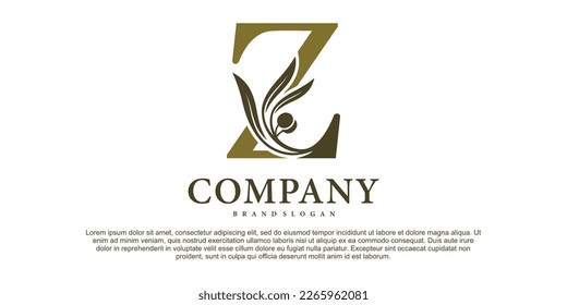 The letter Z with luxury alphabet monogram with an olive branch Premium Vektor