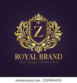 Letra Z concepto de logotipo de oro de lujo