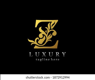 Letter Z luxury logo icon, luxury gold flourishes ornament monogram design vector.