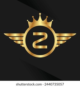 Letter Z Luxury royal wing crest Gold color, Victory logo, crest logo, wing logo, vector logo template