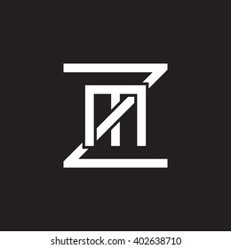 letter Z and M monogram square shape logo white black background