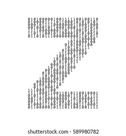 Letter Z made from binary code data