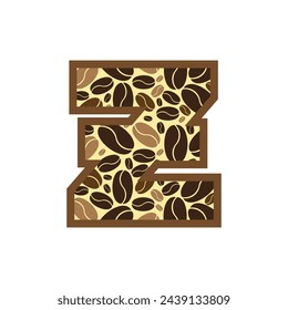 Letter z made of coffee beans vector set, Logo Font Coffee Beans.
