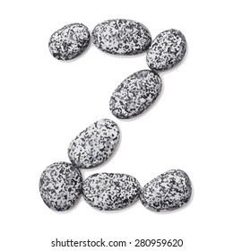 Letter z made of little stones. On white. Vector Illustration.