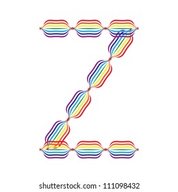 Letter Z made in rainbow colors on white background