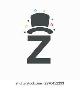 Letter Z Magic Hat Logo Design. Magician Symbol Vector Template