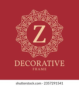 letter Z mandala circle lace frame