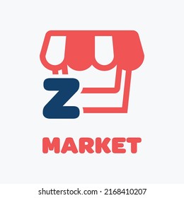 Letter Z and market logo in modern style. With a white background