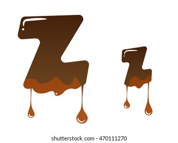 Letter Z with melted chocolate theme on white background