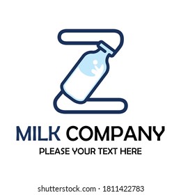 Letter z milk bottle symbol template illustration suitable for product label or brand etc