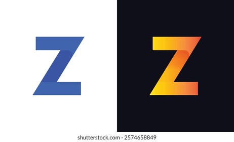 Letter Z Minimal Business Logo With 3D Rounded Shadow | Gradient Z Letter Typography Symbol