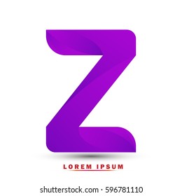Letter Z. Modern concept. elegant typographic .Twisted gradient purple