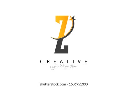 Letter Z Modern Design Logo Concept. Creative Icon Logo with Rising Star Vector Illustration.