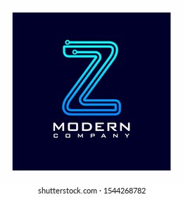 Letter Z Modern Digital Technology Logo Design Vector