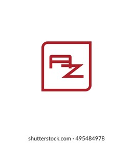 The letter A and Z Monogram With Frame Square. Logo Design Template Red