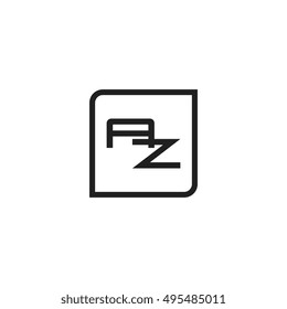 The letter A and Z Monogram With Frame Square. Logo Design Template Black