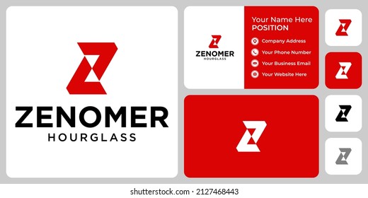 Logo-Design von Letter Z für Stundenglas mit Visitenkartenvorlage.

