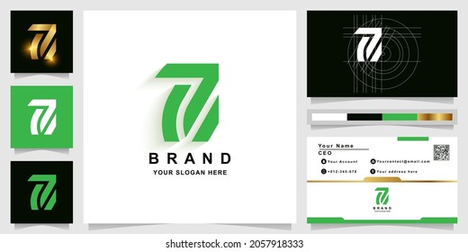 Plantilla de logotipo de monograma de letra a o z con diseño de tarjeta de visita