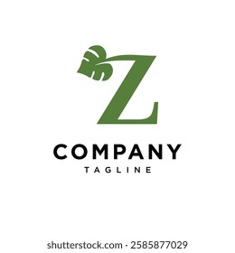 Letter Z Monstera Leaf Spade Logo Icon Vector