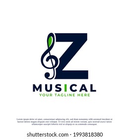 Letter Z with Music Key Note Logo Design Element. Usable for Business, Musical, Entertainment, Record and Orchestra Logos
