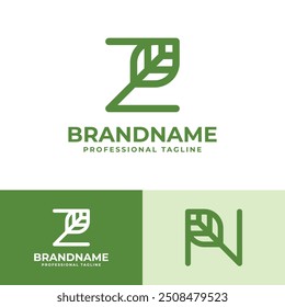 Letter Z or N Leaf Logo, for business related to leaf, nature, plant, ecology, or environment with Z or N initial