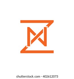 letter Z and N monogram square shape logo orange