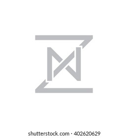 letter Z and N monogram square shape logo gray