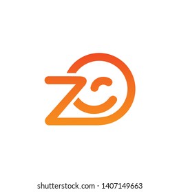 Letter Z and O monogram logo with smiling winking emoticon - isolated vector illustration
