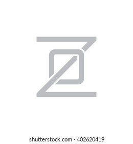 letter Z and O monogram square shape logo gray