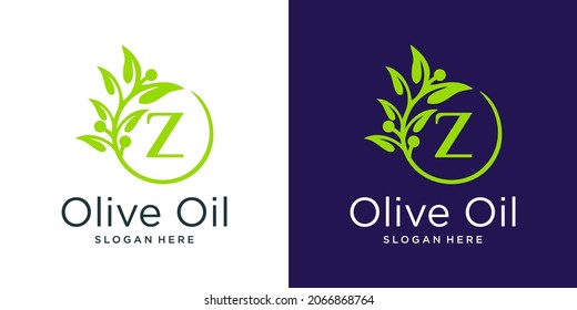 Letter z olive oil logo design template