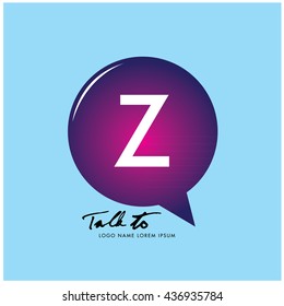Letter Z on bubble talk icon as an integrated communication. Design Template for the communication, commercial, technology, and campaign activities