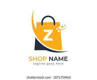 Letter Z on Shopping Bag. Shopping logo.