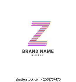 letra logotipo de ilusión óptica Z, marca de alfabeto glitch de moda