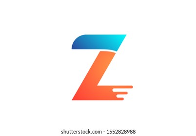 letter Z in orange blue alphabet color for company icon logo design. Usable for a company logotype or business