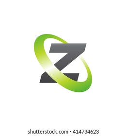Letter Z orbiting swoosh business logo gray green