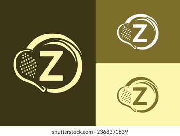 Letter Z With Padel Racket Logo Design Vector Template. Beach Table Tennis Club Symbol. business, and company identity