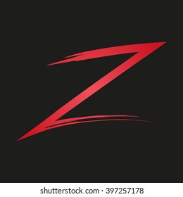 Letter z painted brushes in red in black background