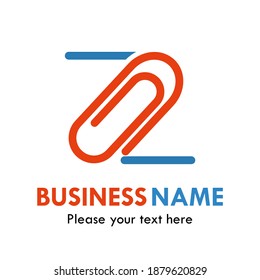 Letter Z with paper clip alphabet. Suitable for Business and education logo concept 