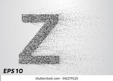 Letter Z from the particles. The letter Z consists of circles and points. Vector illustration.